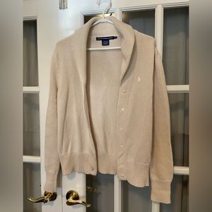 Ralph Lauren Cream Shawl Collar Button Cardigan